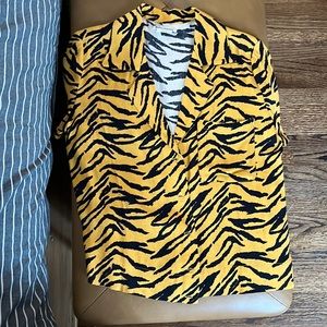 Reformation Tiger Print Short Sleeve Button Up!